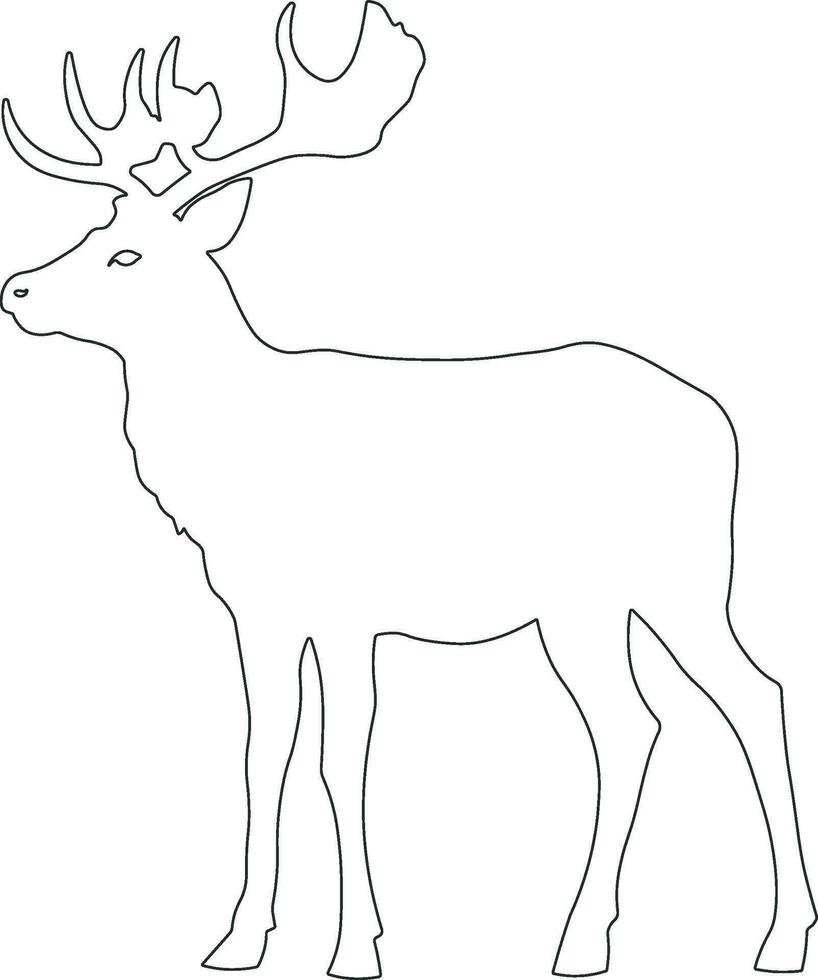 black silhouette of deer or elk without background vector