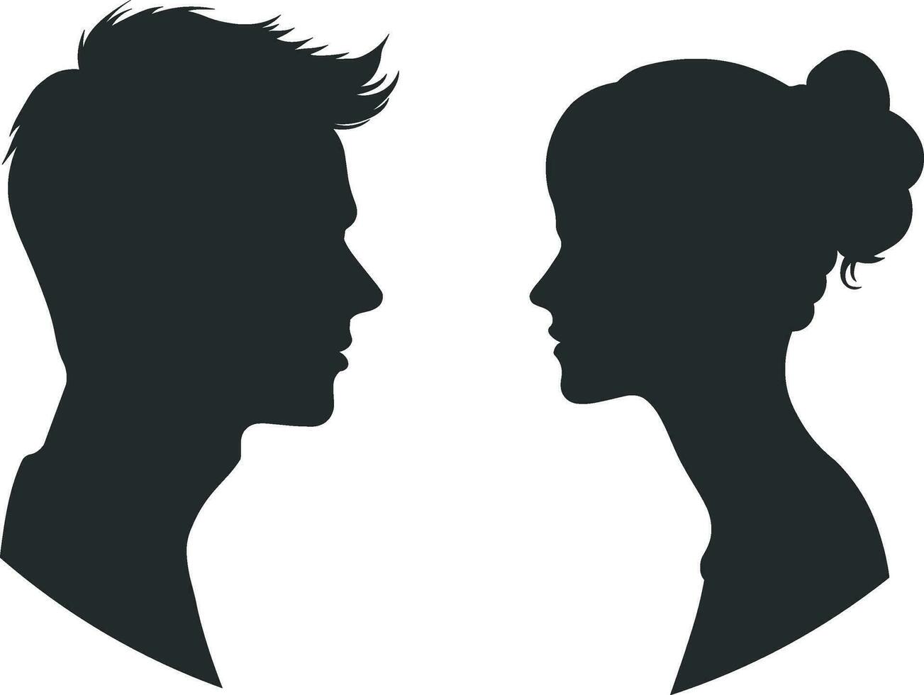 silhouette of both women and men black without background vector