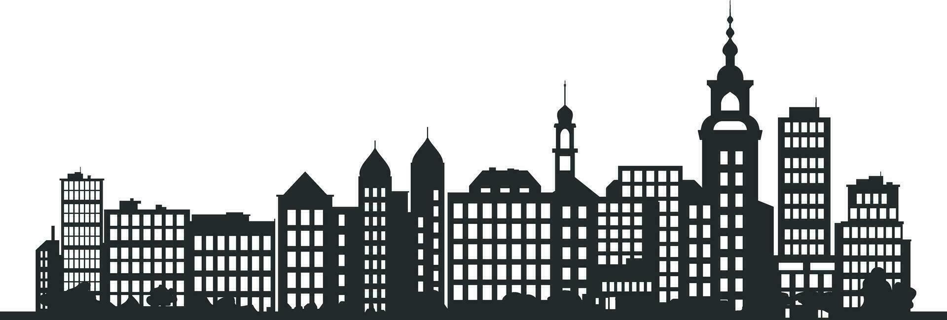 black and white city silhouette without background vector