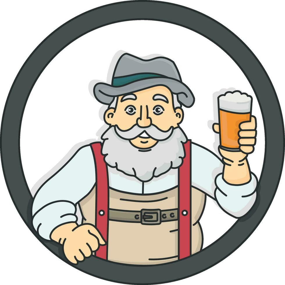 man in a hat drinks beer vector