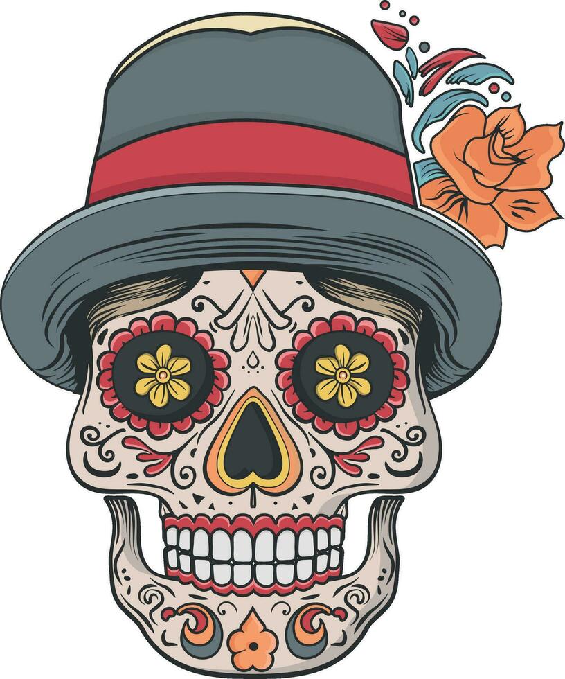 deceased, skull with hat without background vector