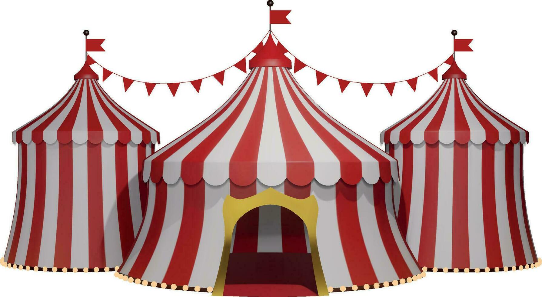 isolated circus tent. 3d circus with red and white stripes vector