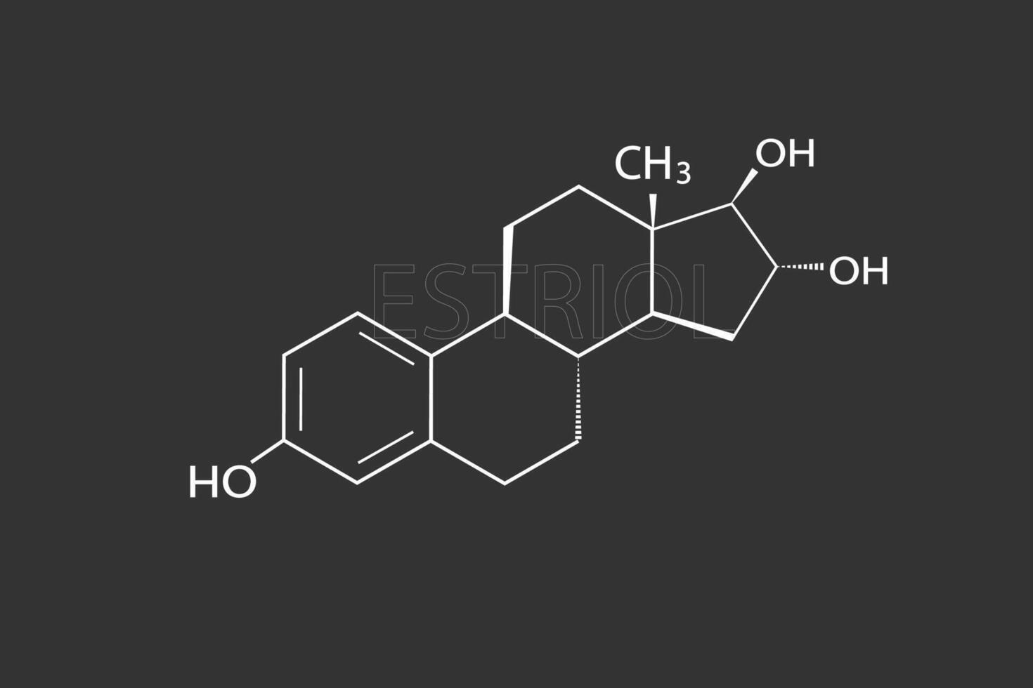 estriol molecular esquelético químico fórmula vector