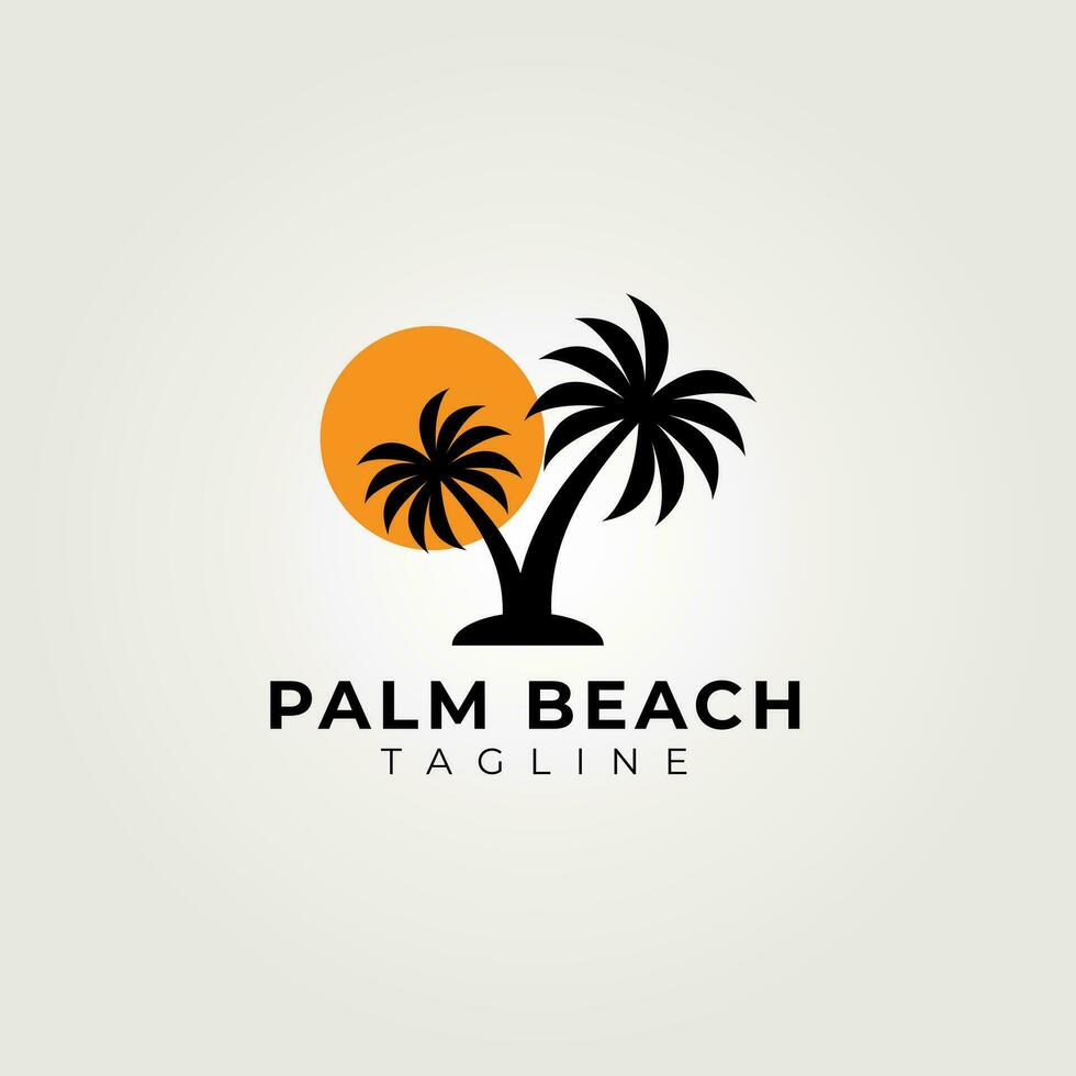 palm beach silhouette logo vector vintage illustration design