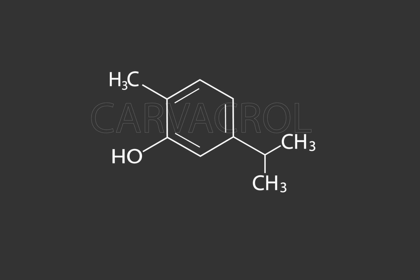 carvacrol molecular esquelético químico fórmula vector