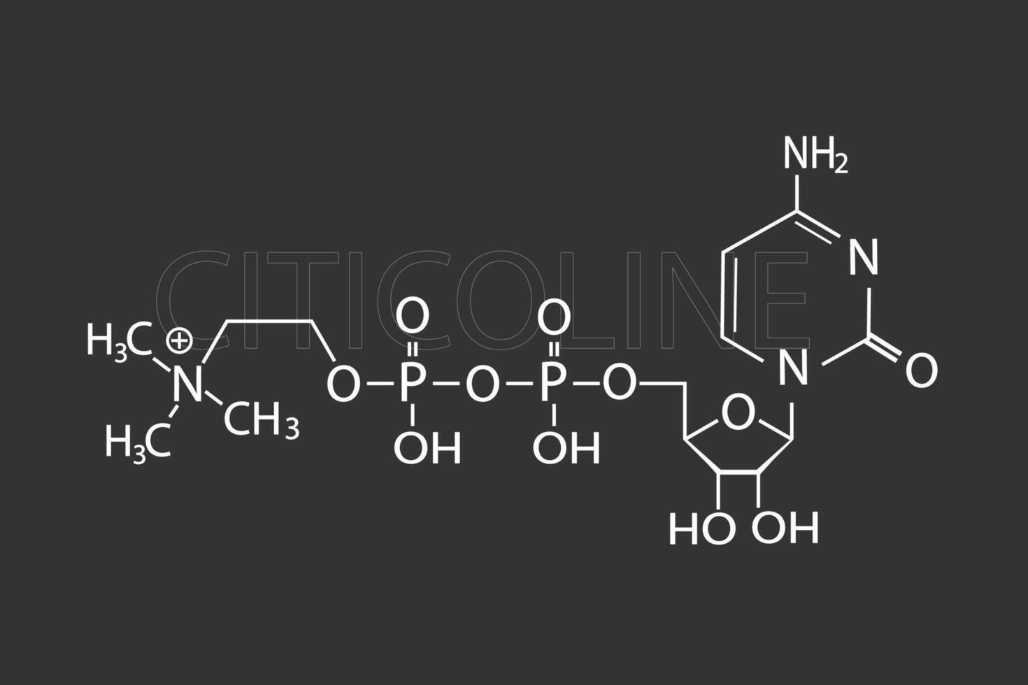 Citicoline molecular skeletal chemical formula vector