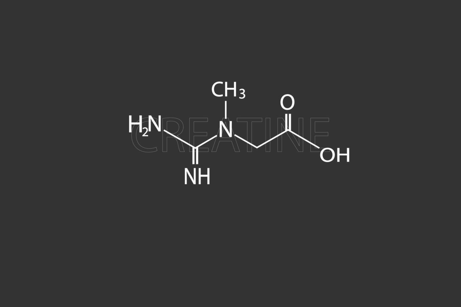Creatine molecular skeletal chemical formula vector
