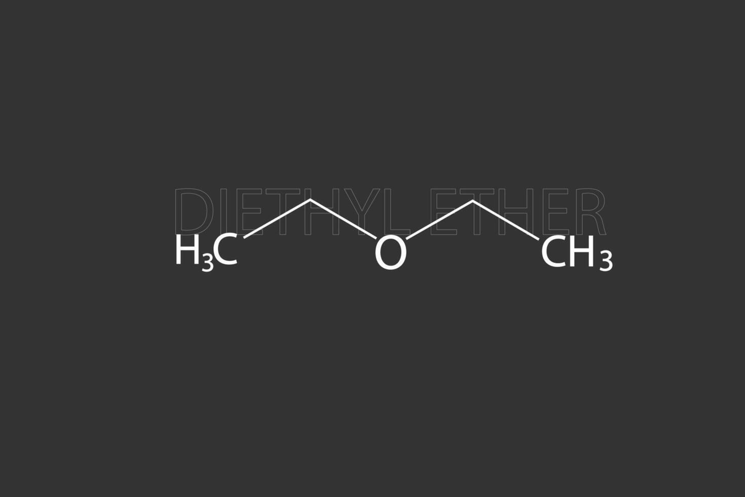 Diethyl ether molecular skeletal chemical formula vector