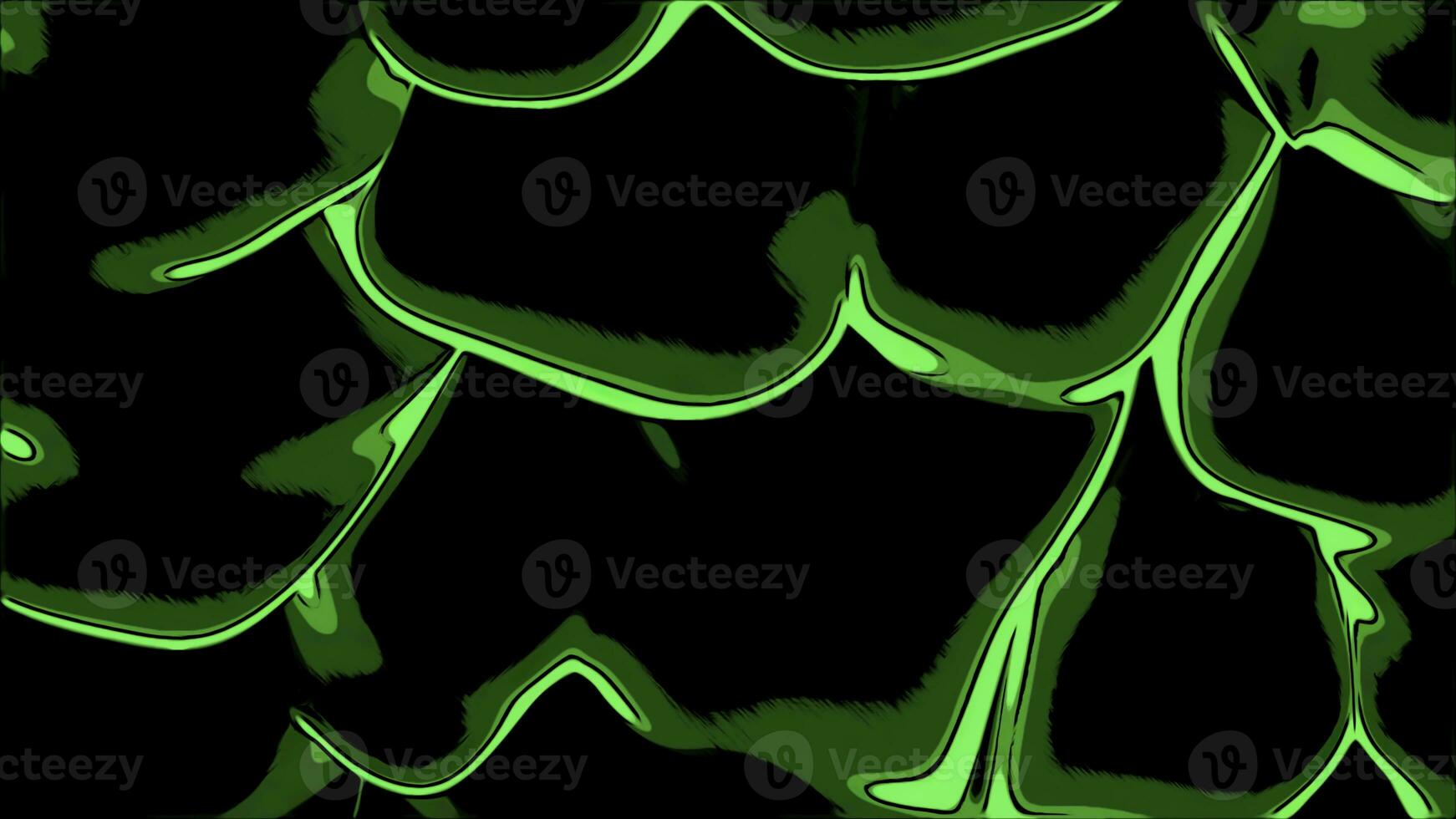 Black background with neon stripes. Design. Green and white floating stripes made in cartoon abstraction that twitch. photo