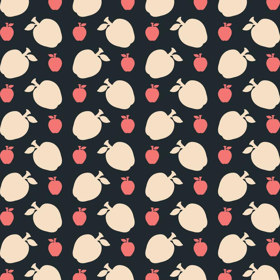 Apple black background trendy repeating colorful pattern vector illustration