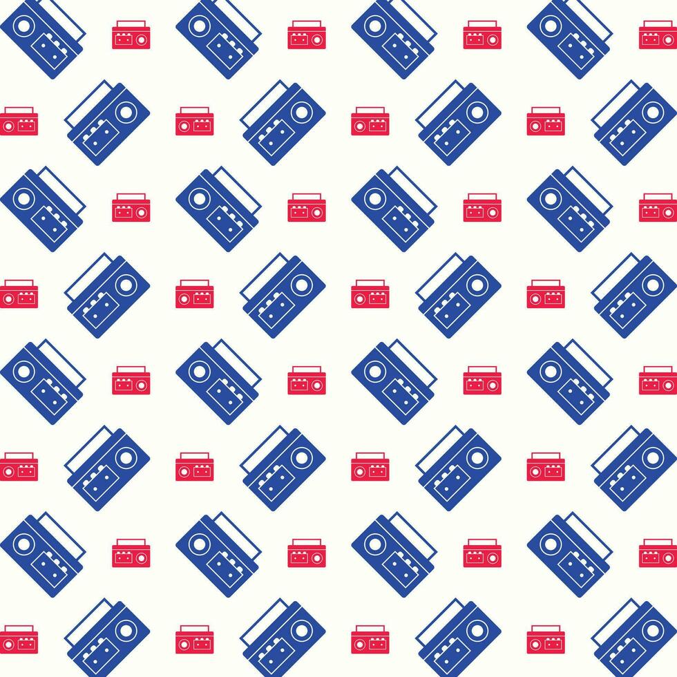 Cassette Player creative design repeating trendy pattern vector illustration background