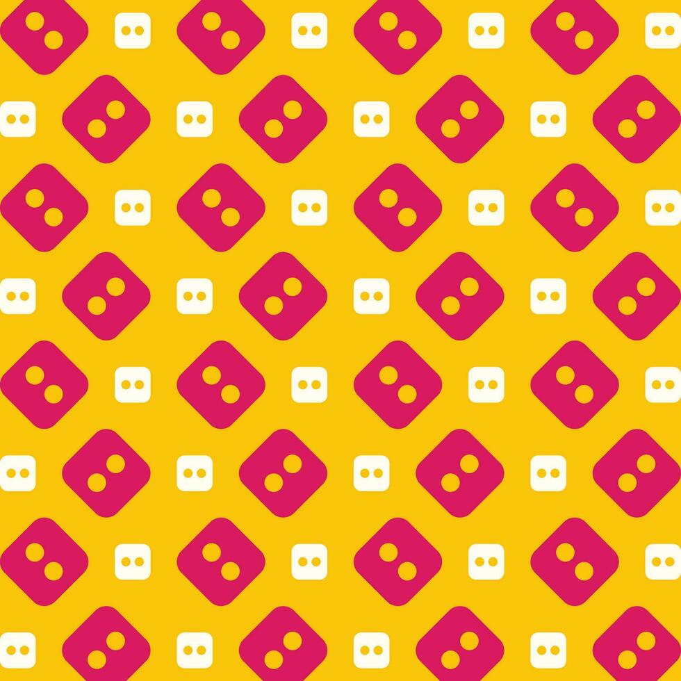 Dice Two pink background repeating trendy pattern vector illustration