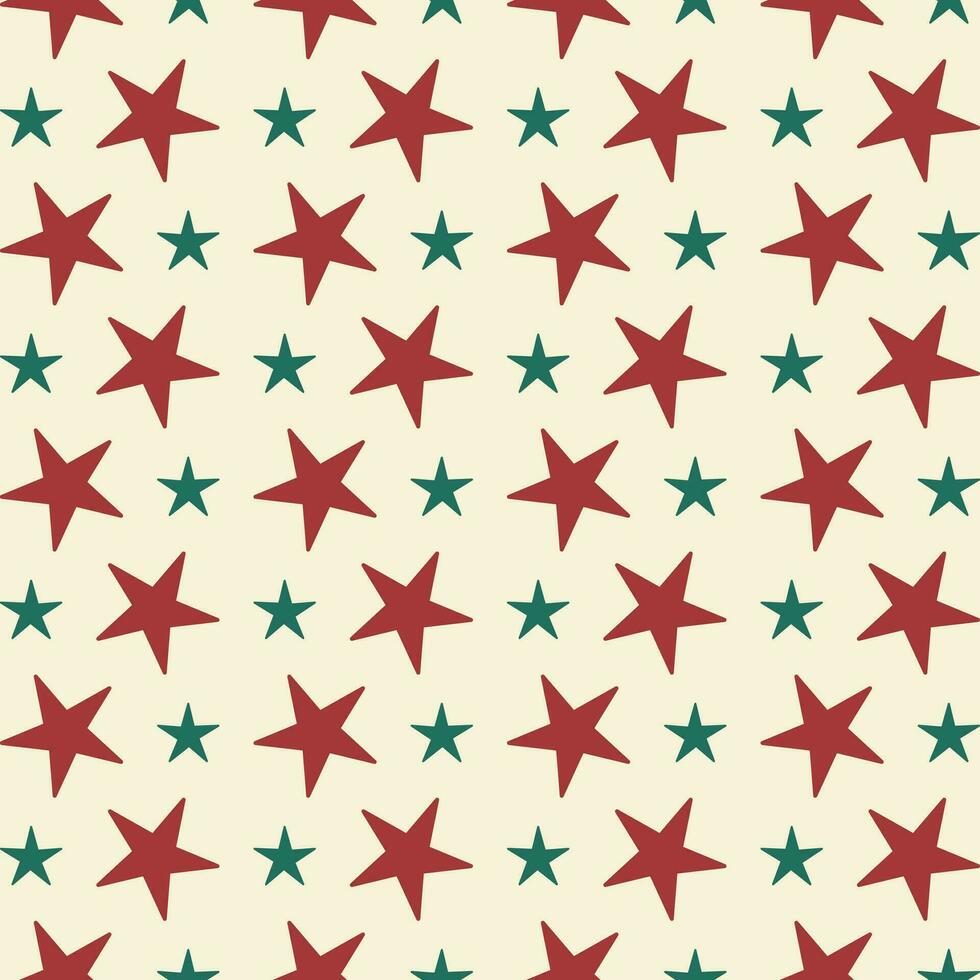 Star red green trendy vector design repeating pattern illustration background