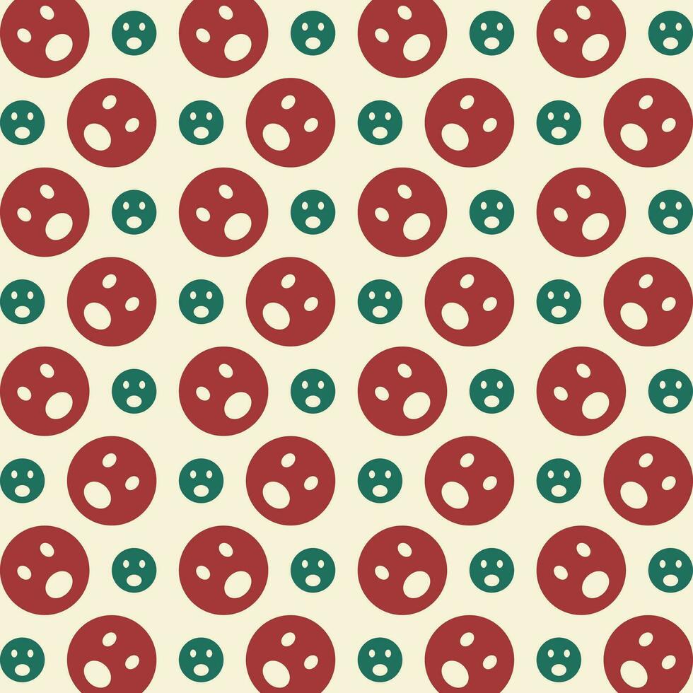 Surprised Emoji red green trendy vector design repeating pattern illustration