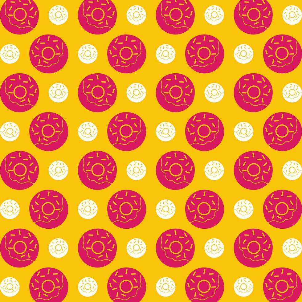 Doughnut pink background repeating trendy pattern vector illustration