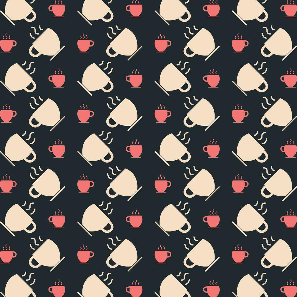 Tea black background trendy repeating colorful pattern vector illustration