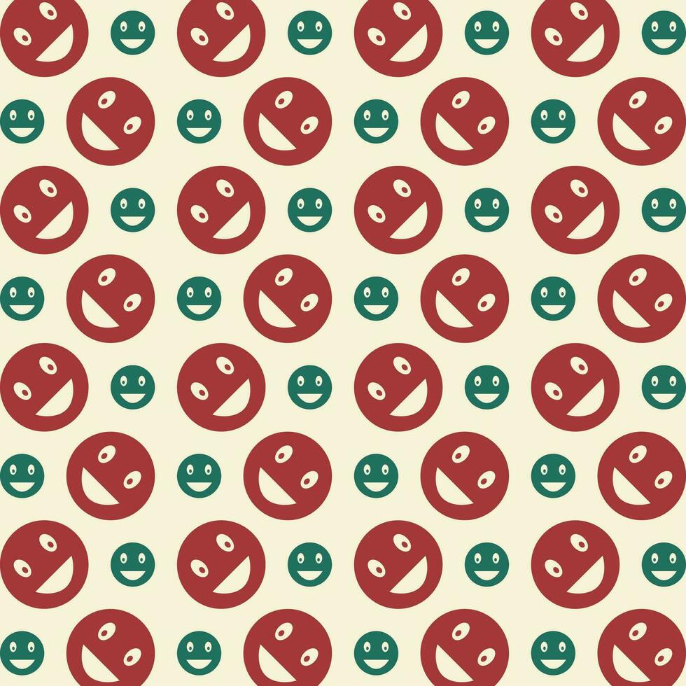 Laughing Emoji red green trendy vector design repeating pattern illustration
