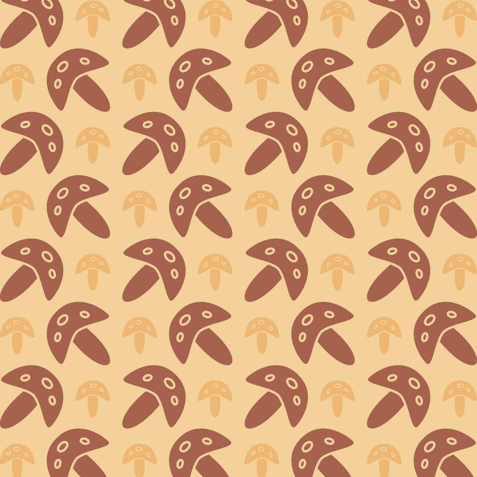 Mushroom trendy design brown repeating pattern vector illustration background
