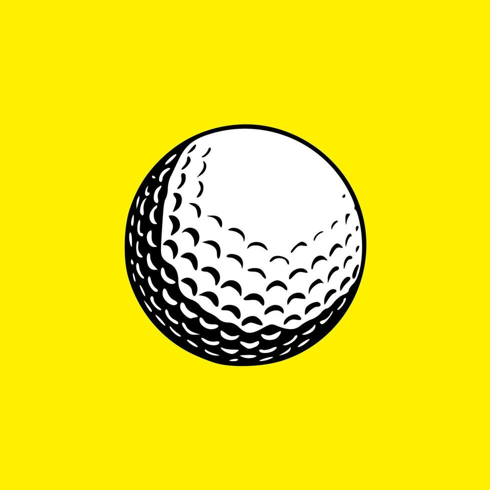 golf pelota, negro y blanco, vector, icono vector