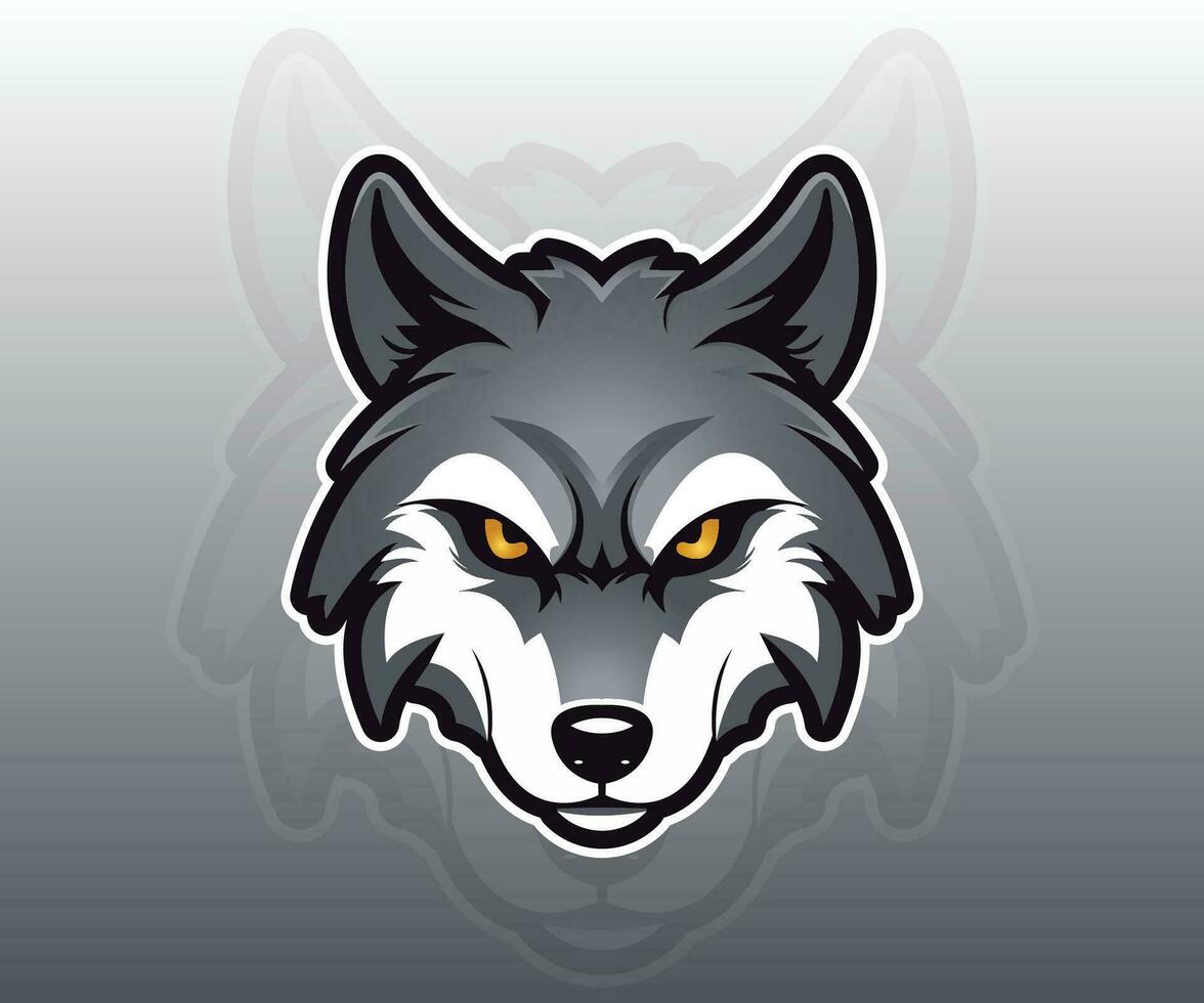 Head wolf mascot sport, gaming logo design. vector