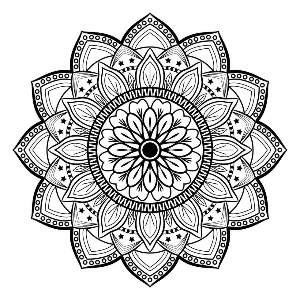 Black and white vector lineal mandala background design