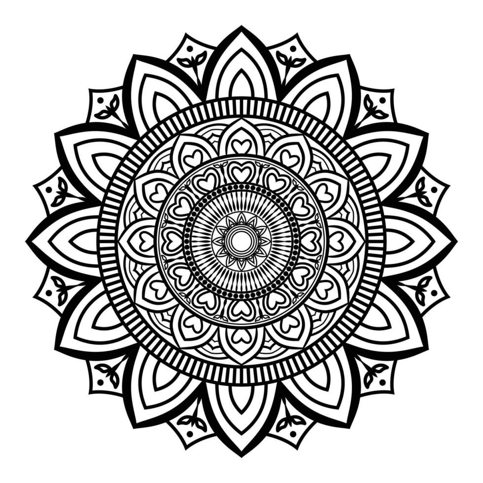 Black and white vector lineal mandala background design