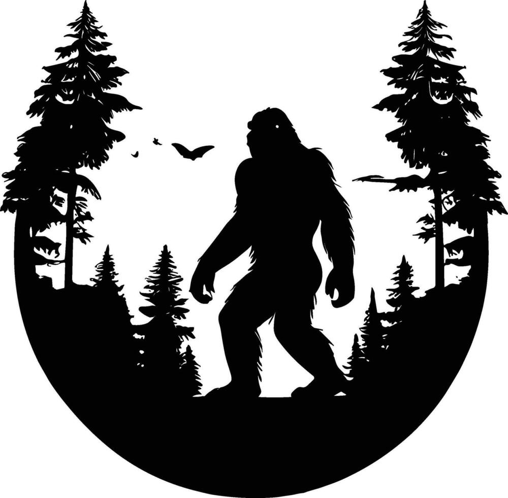 Bigfoot silhouette, Bigfoot illustration, Bigfoot isolated on white background vector