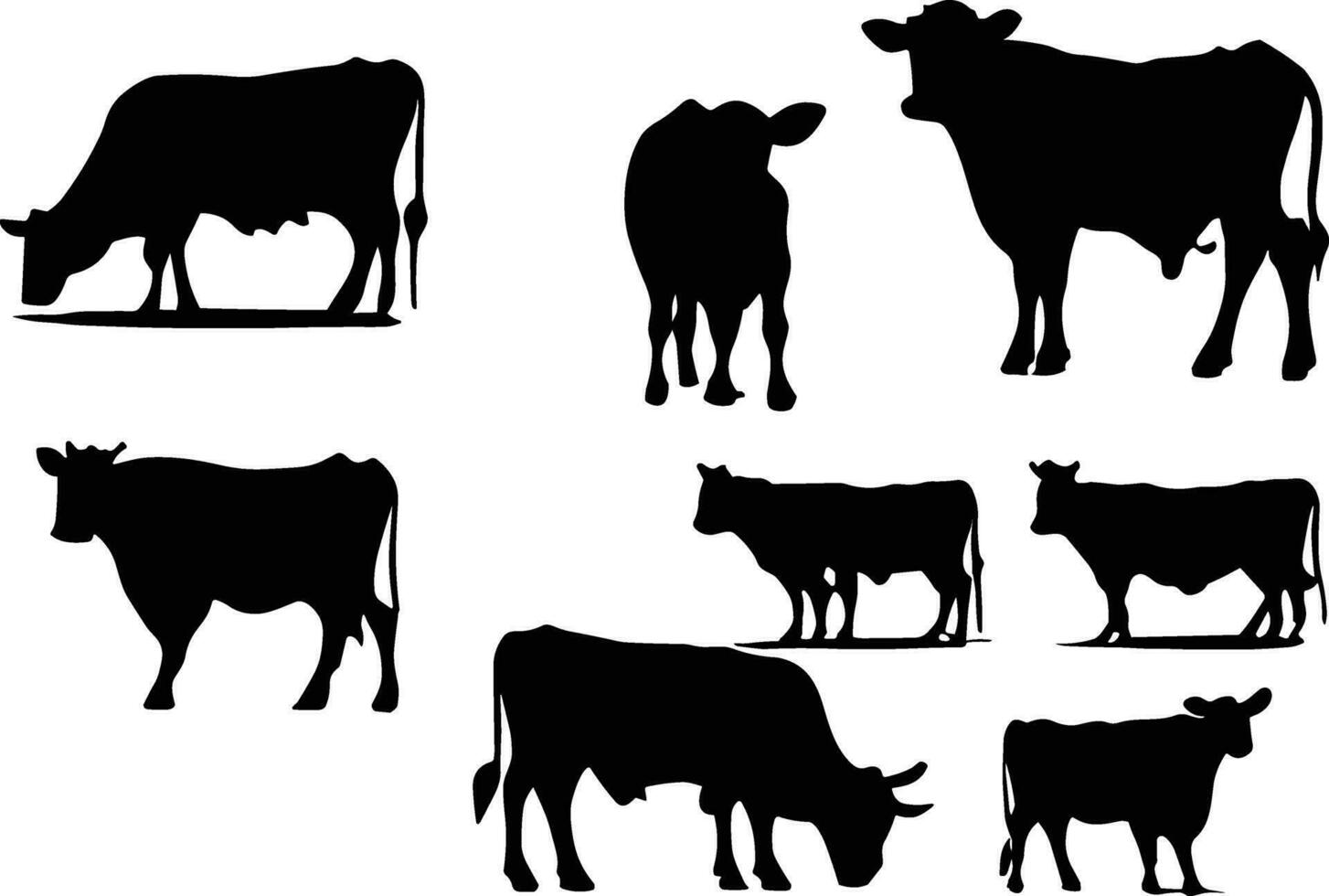 Cow collection - vector silhouette