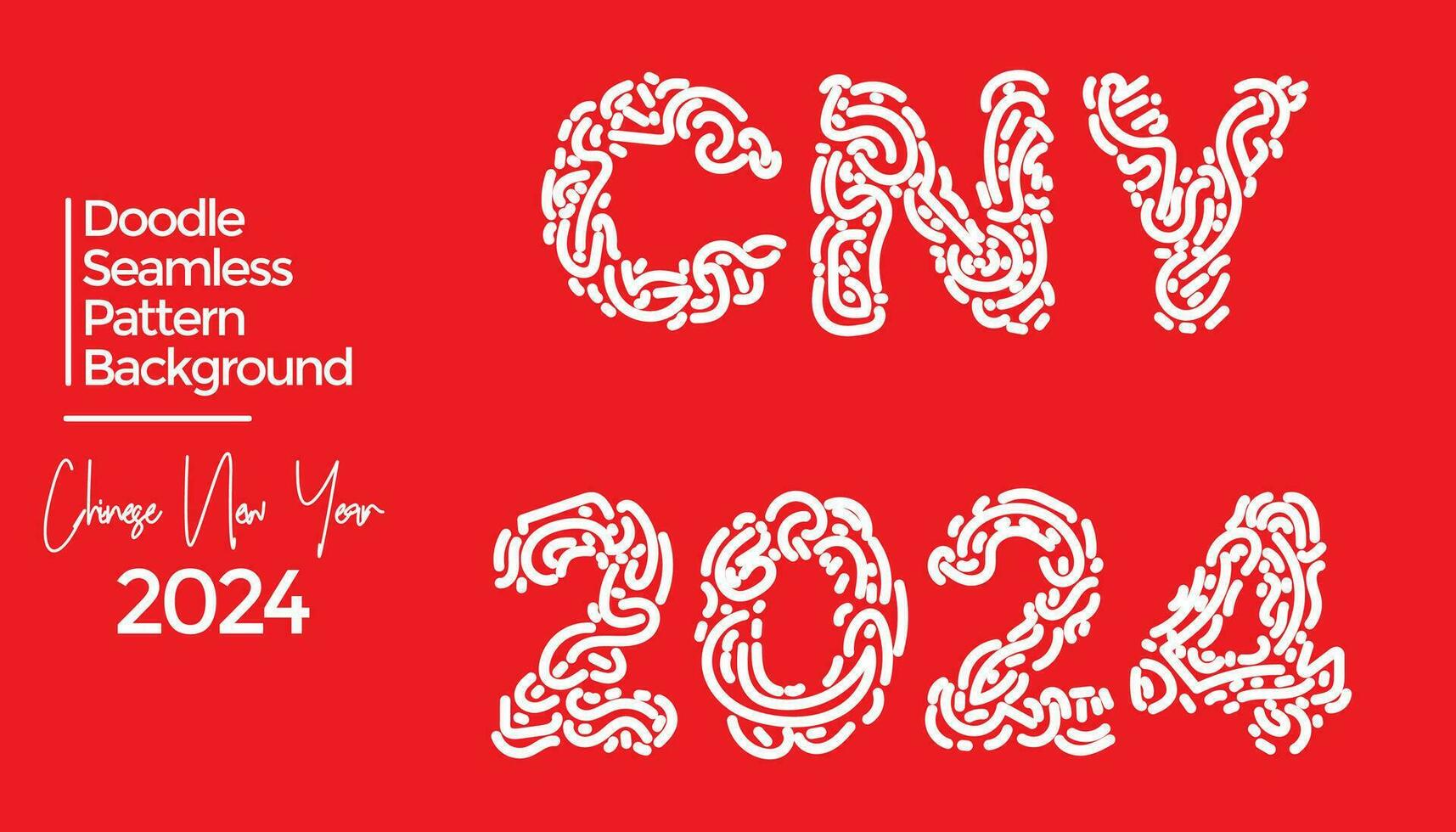 Vector hand drawn doodle chinese new year 2024 theme elements pattern abstract background