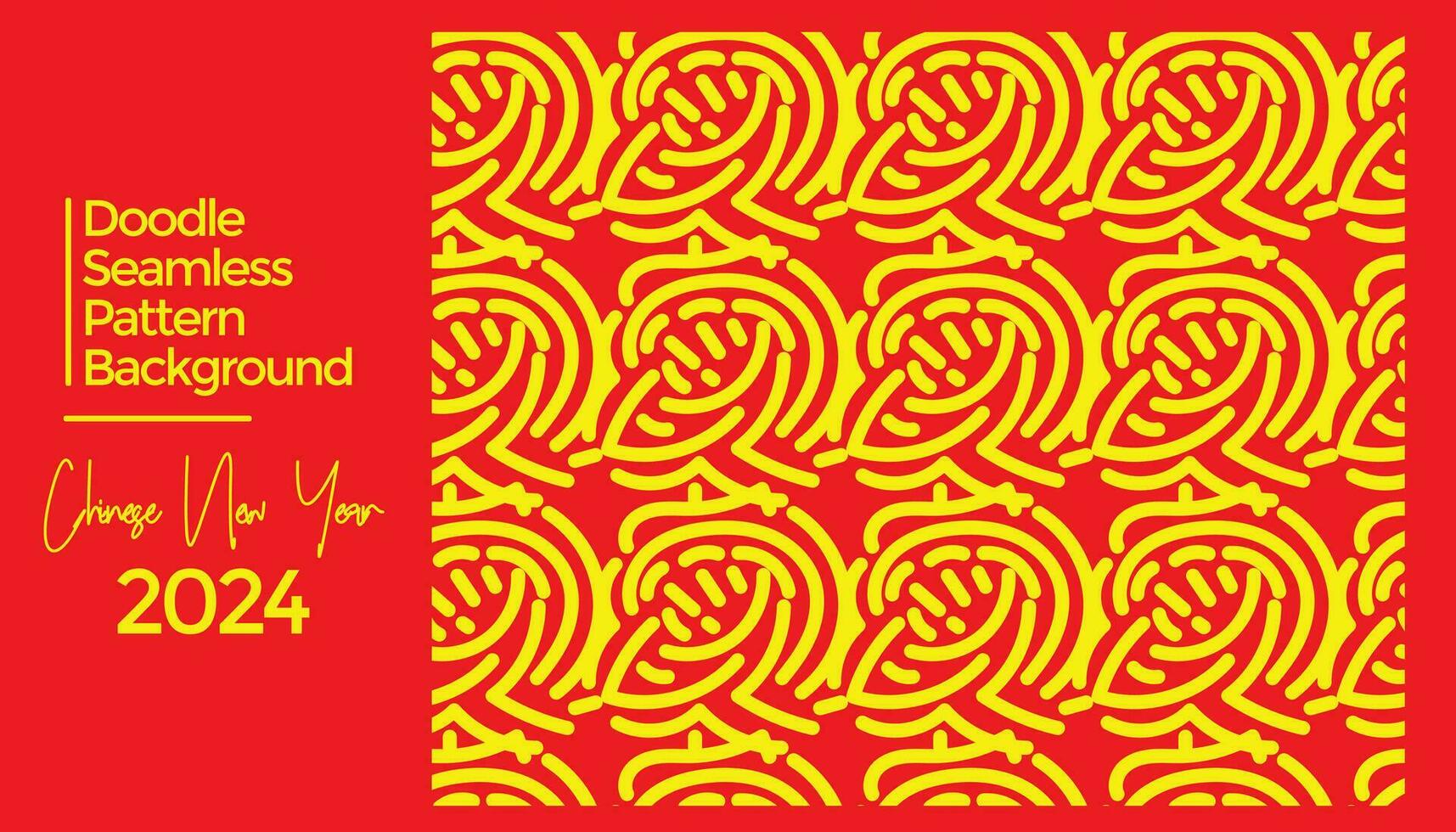 Vector hand drawn doodle chinese new year 2024 theme elements pattern abstract background