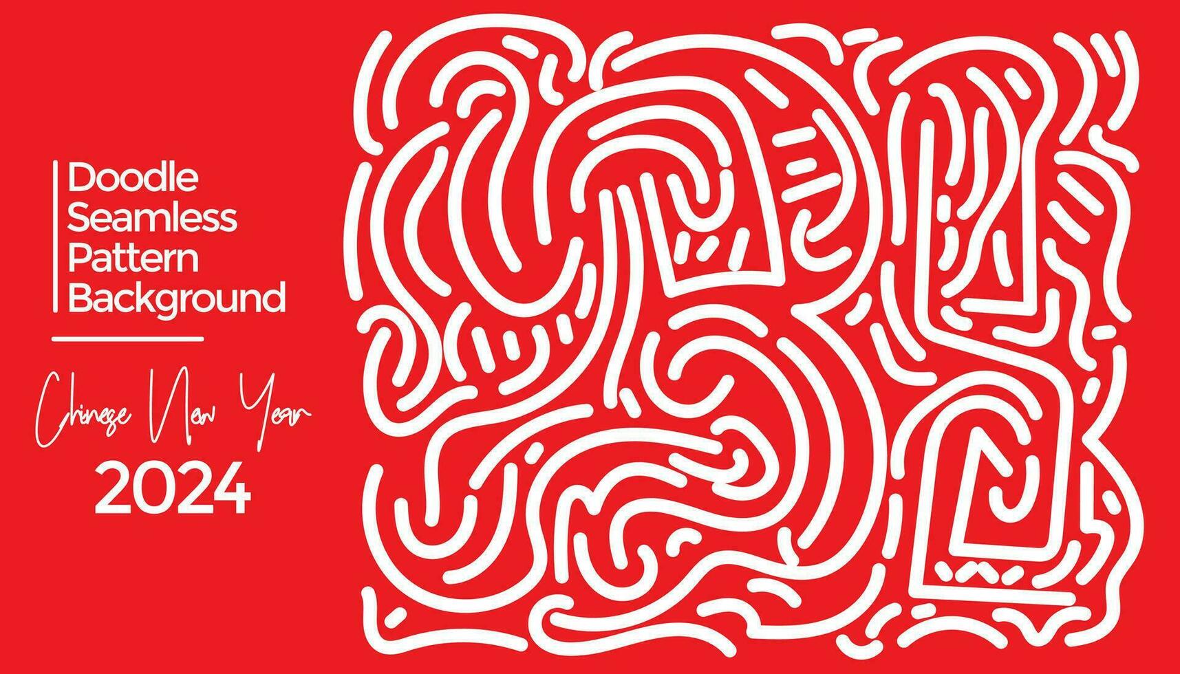 Vector hand drawn doodle chinese new year 2024 theme elements pattern abstract background