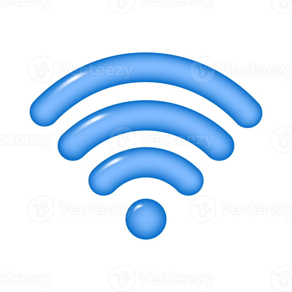 3d WIFI icon, wireless internet sign, isolated on transparent background. PNG