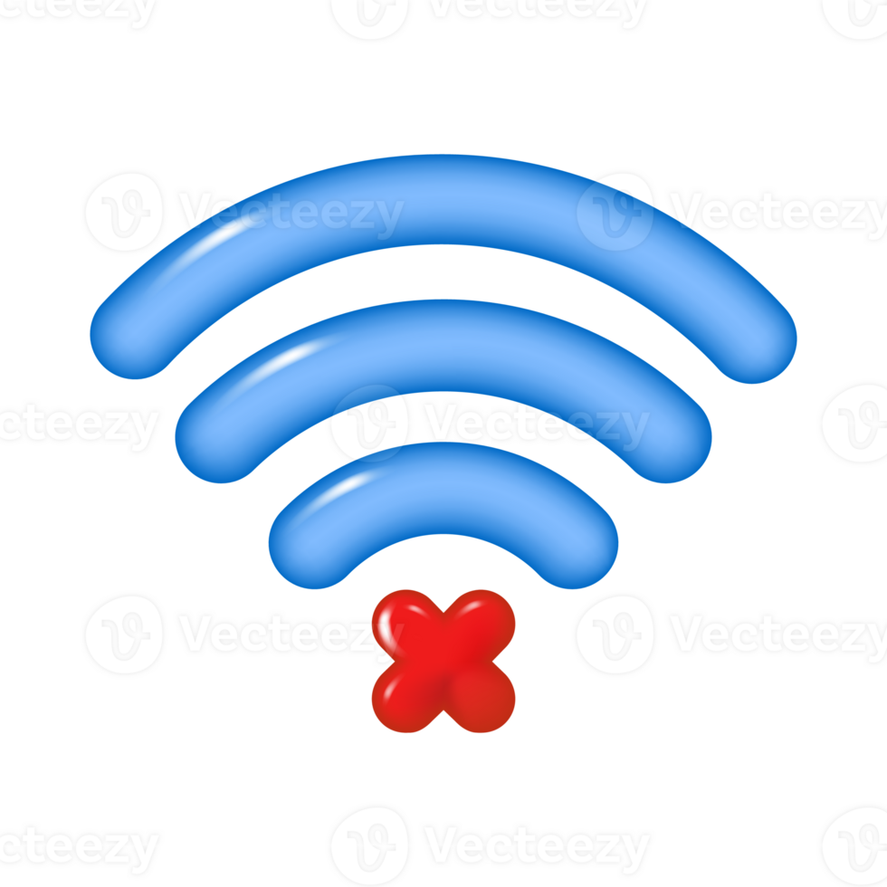 3d icon of crossed out WIFI, isolated on a transparent background. Wireless Internet connection is prohibited. PNG