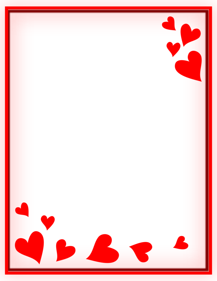 Red frame with love hearts. Valentine border background. png