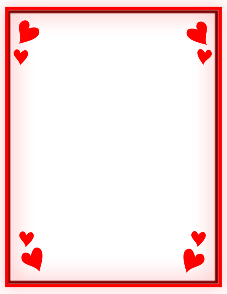 Rectangle red frame with hearts clipart. png