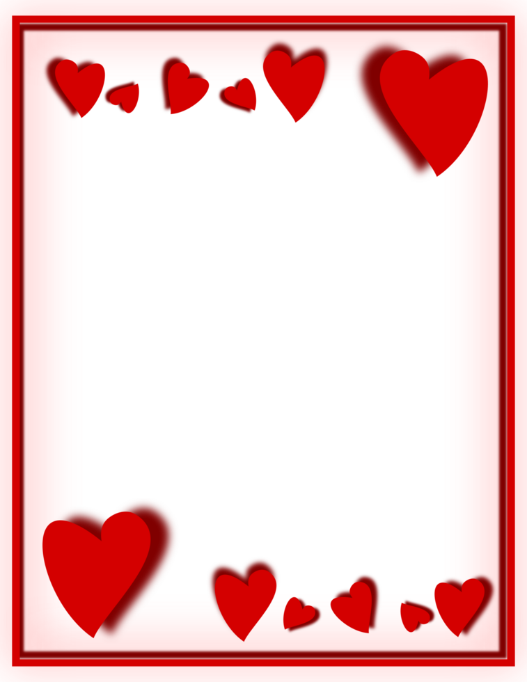 Valentine frame with hearts love border. png