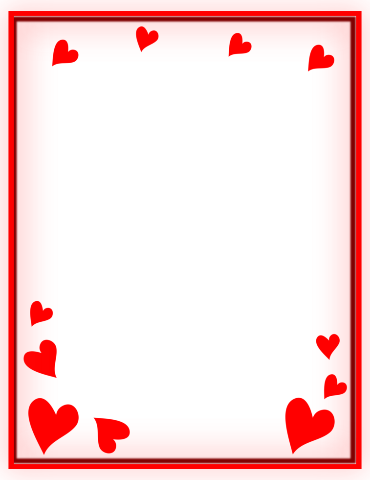 Red frame with love hearts. Valentine border background. png