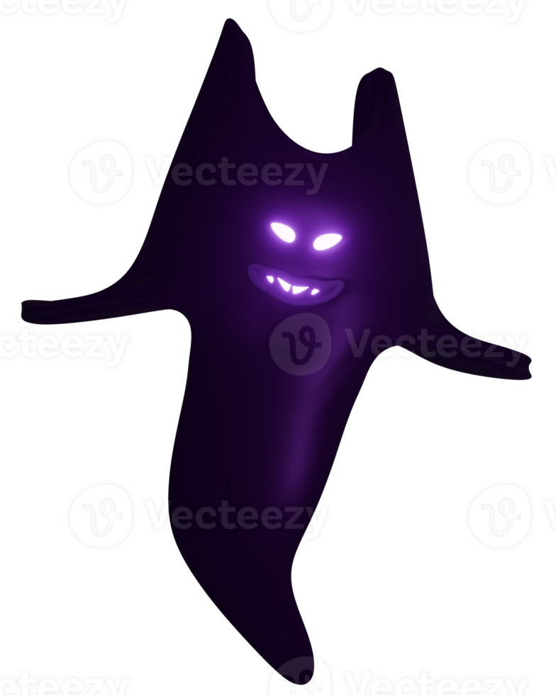 3D personage ghost purple with glowing eyes png