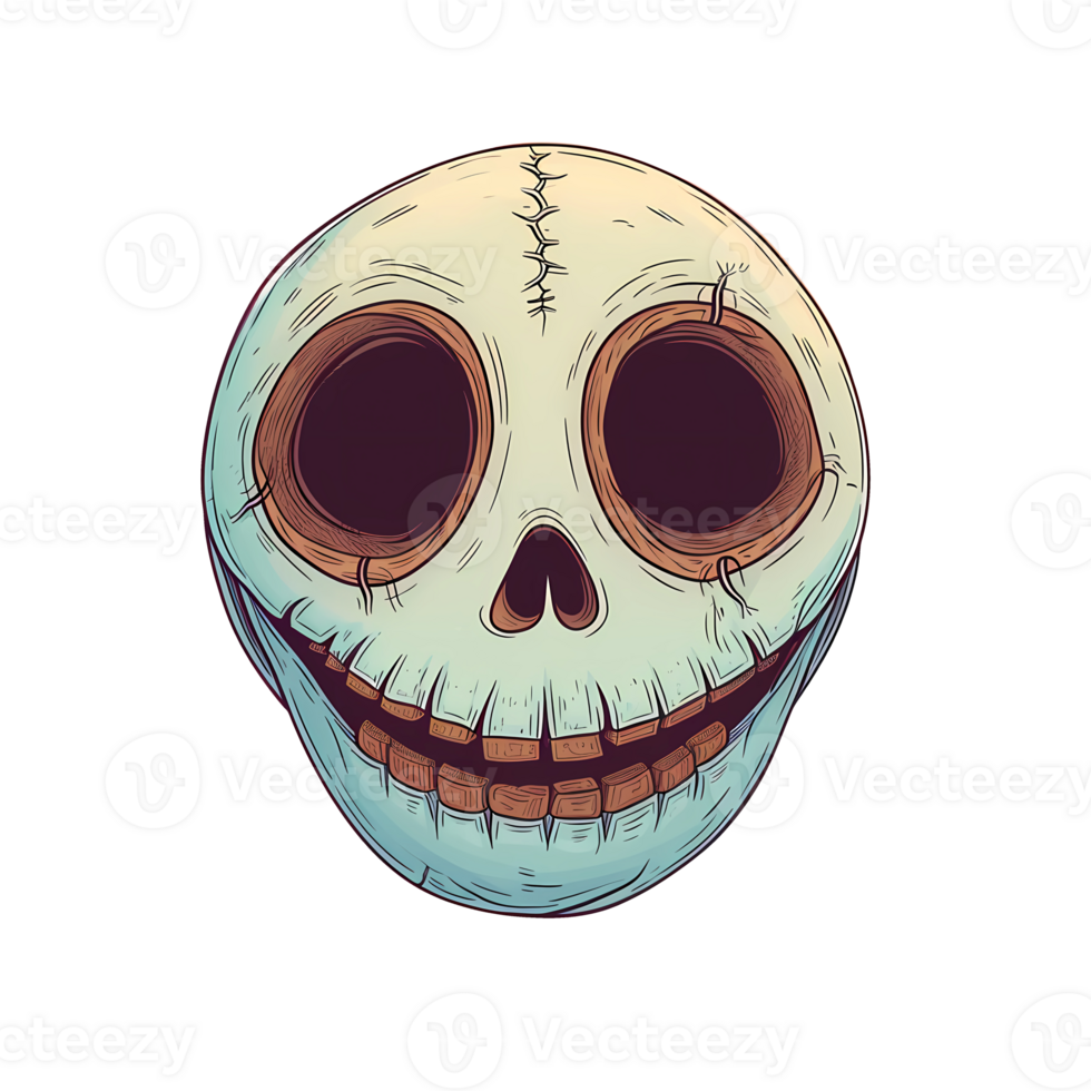 AI generated cute skull art illustrations for stickers, tshirt design, poster etc png