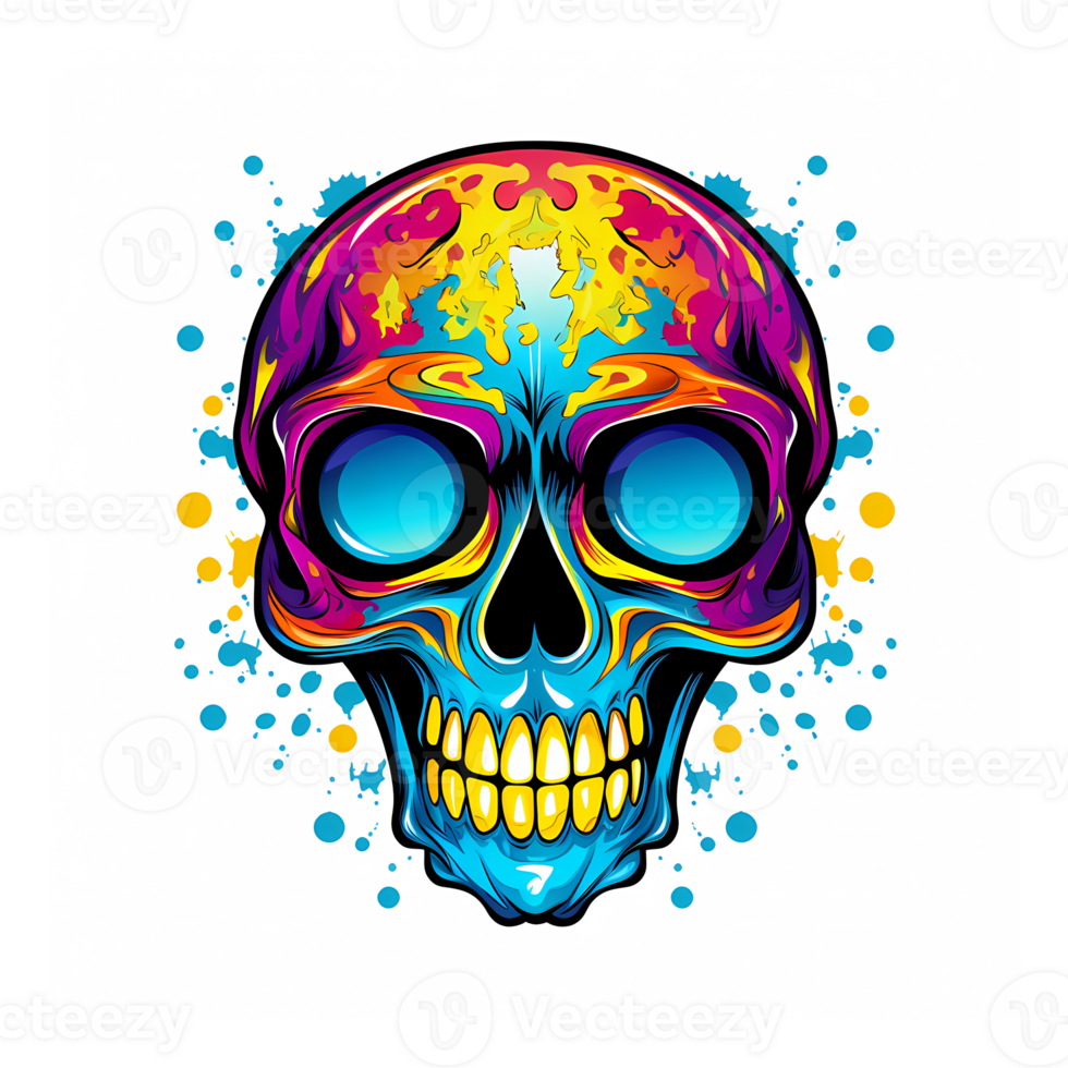 AI generated Skull art illustrations for stickers, tshirt design, poster etc png