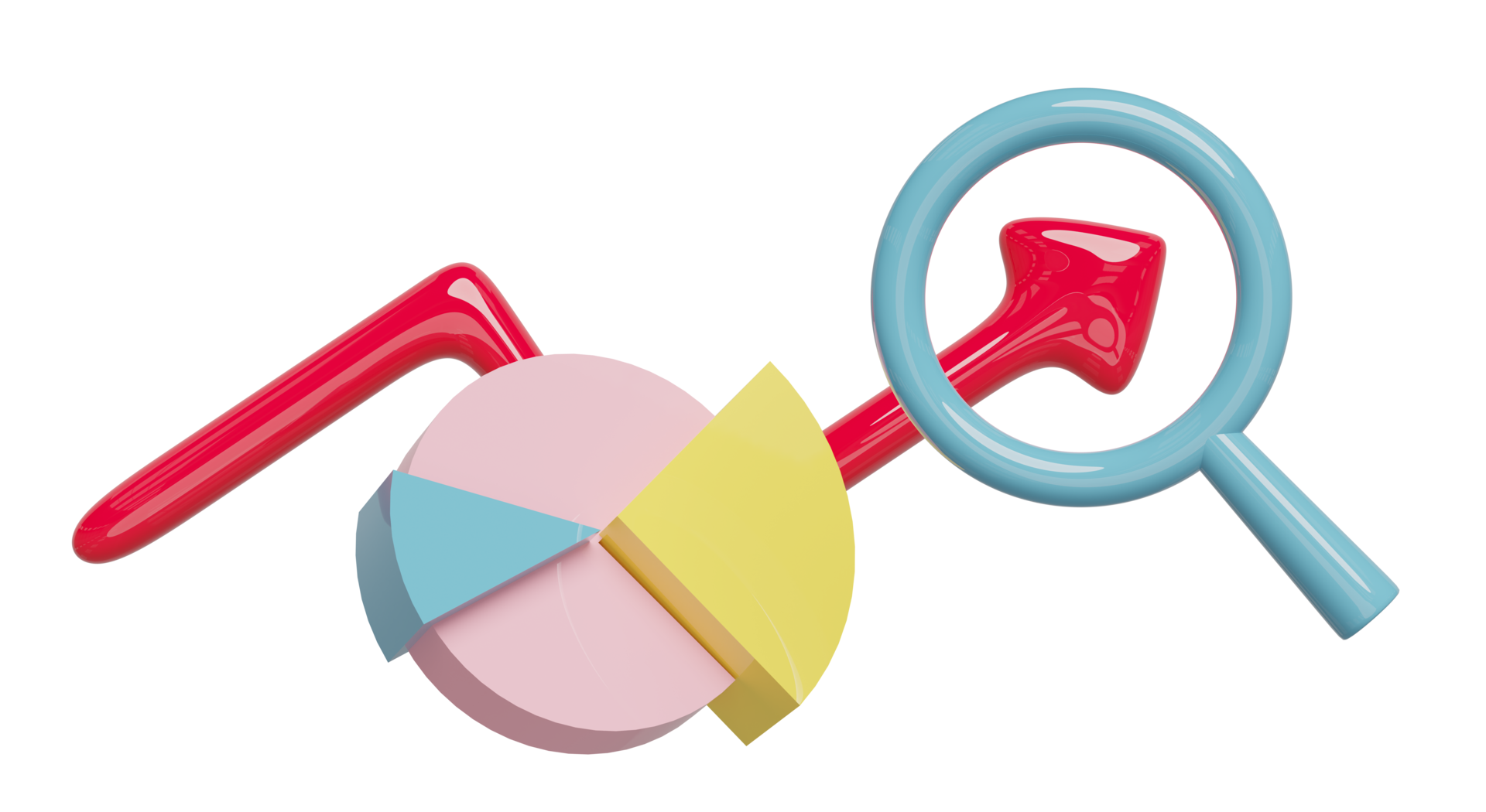 3D charts graph with magnifying glass, analysis business financial data ...