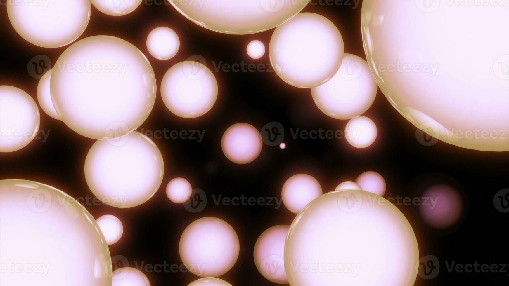 Glowing 3d balls move in dark space. Design. Warm glowing balls move on background of dark space. Glowing bright balls move in stream photo