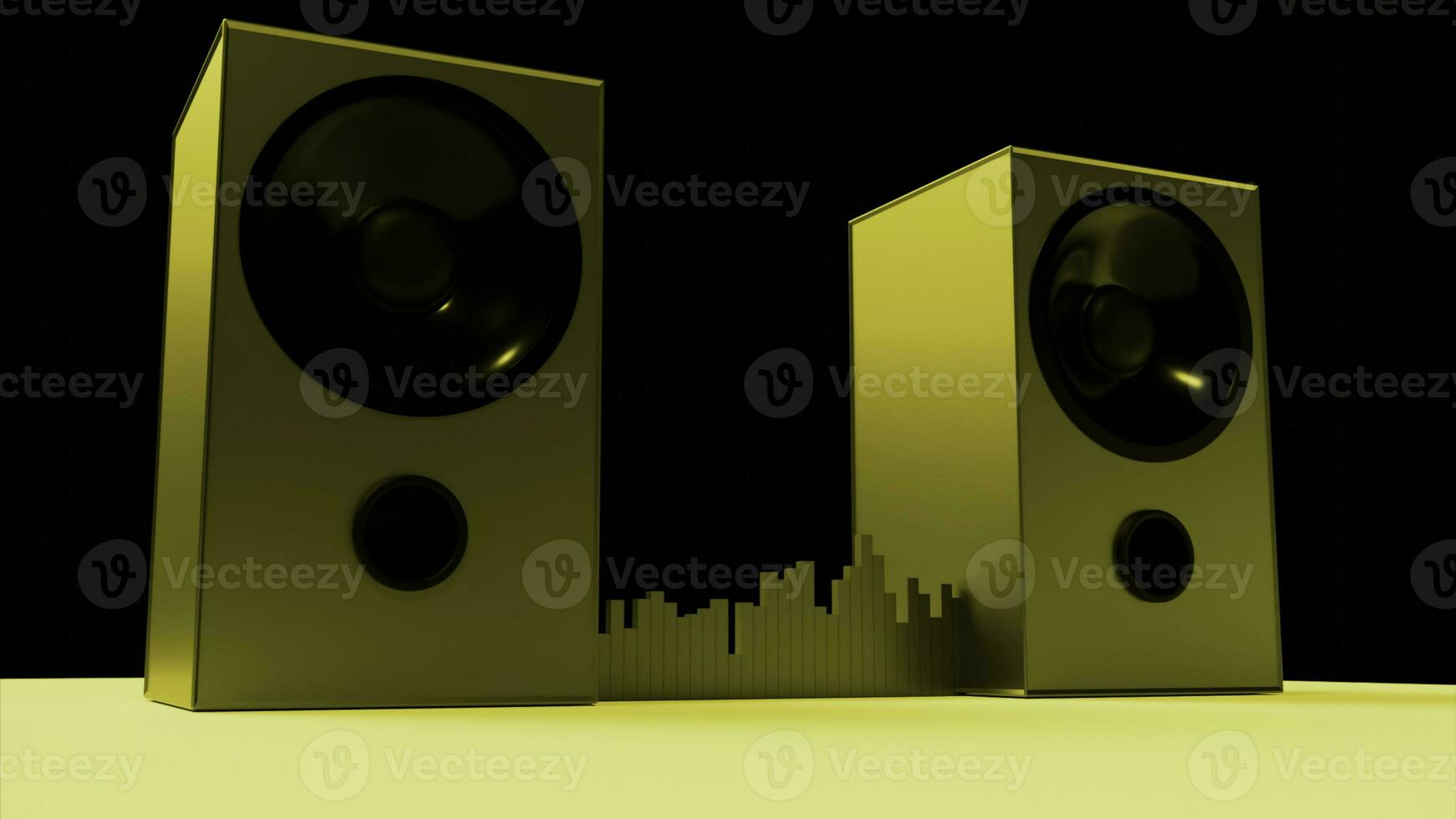 3d music speakers with equalizer. Design. 3D speakers with musical beat and stripes. Music equipment and equalizer photo