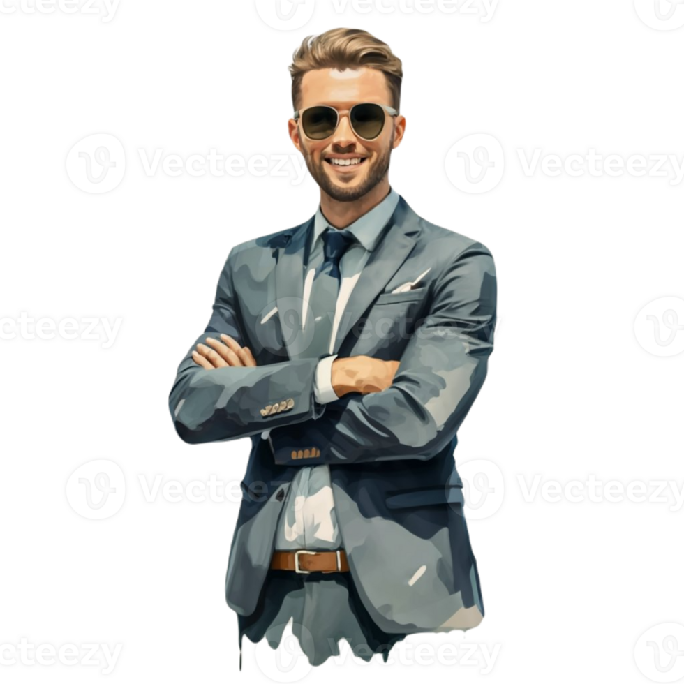 AI generated Businessman Happy Suit png