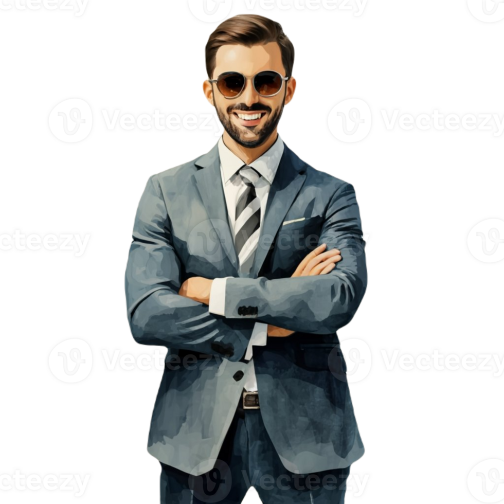 AI generated Businessman Happy Suit png