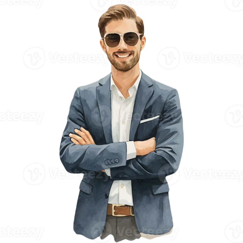 AI generated Businessman Happy Suit png
