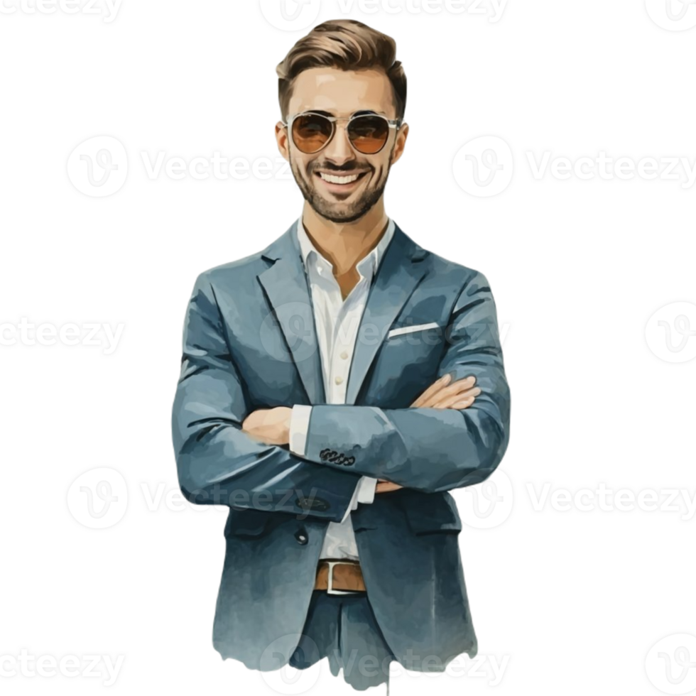 AI generated Businessman Happy Suit png