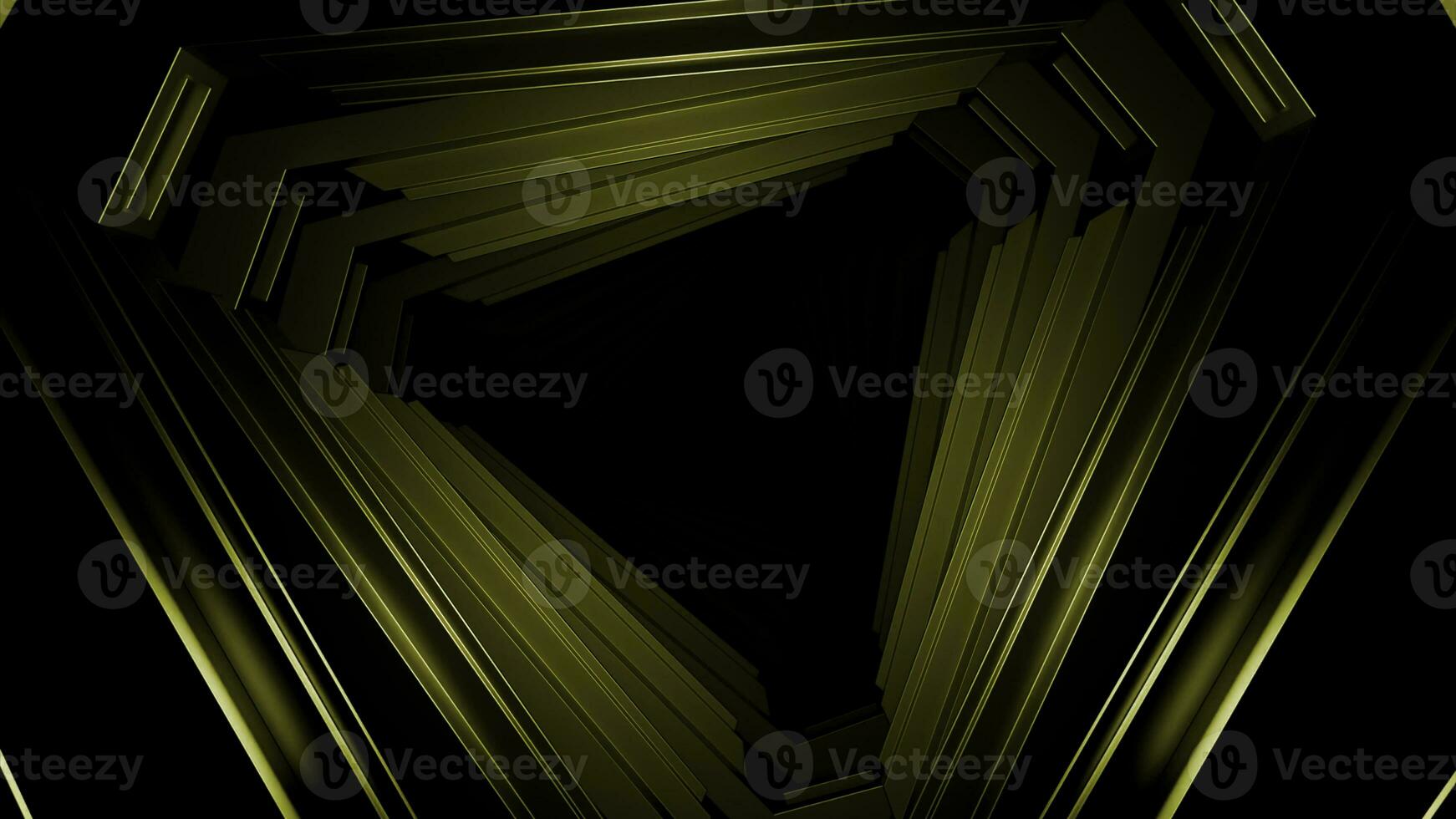 3D futuristic space and time tunnel of triangle shape. Design. Flying inside futuristic alien corridor. photo