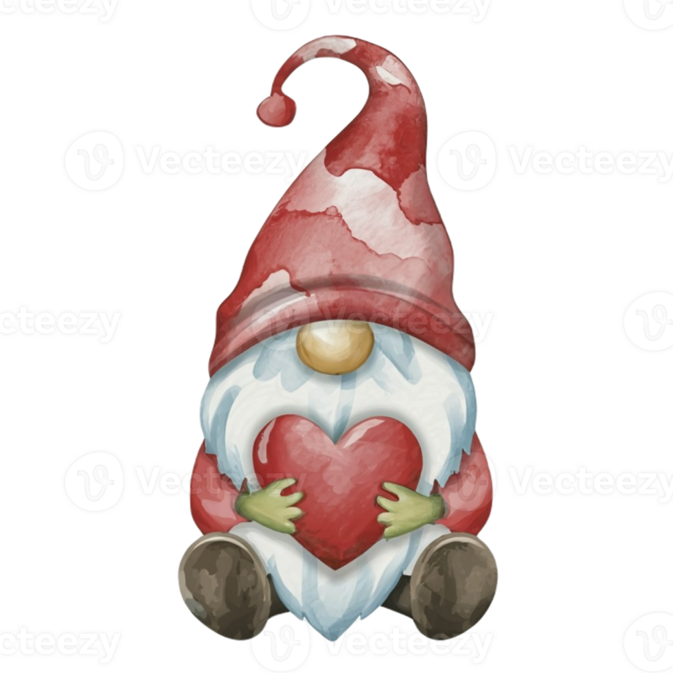 AI generated Cute Gnome sitting on the back heart png