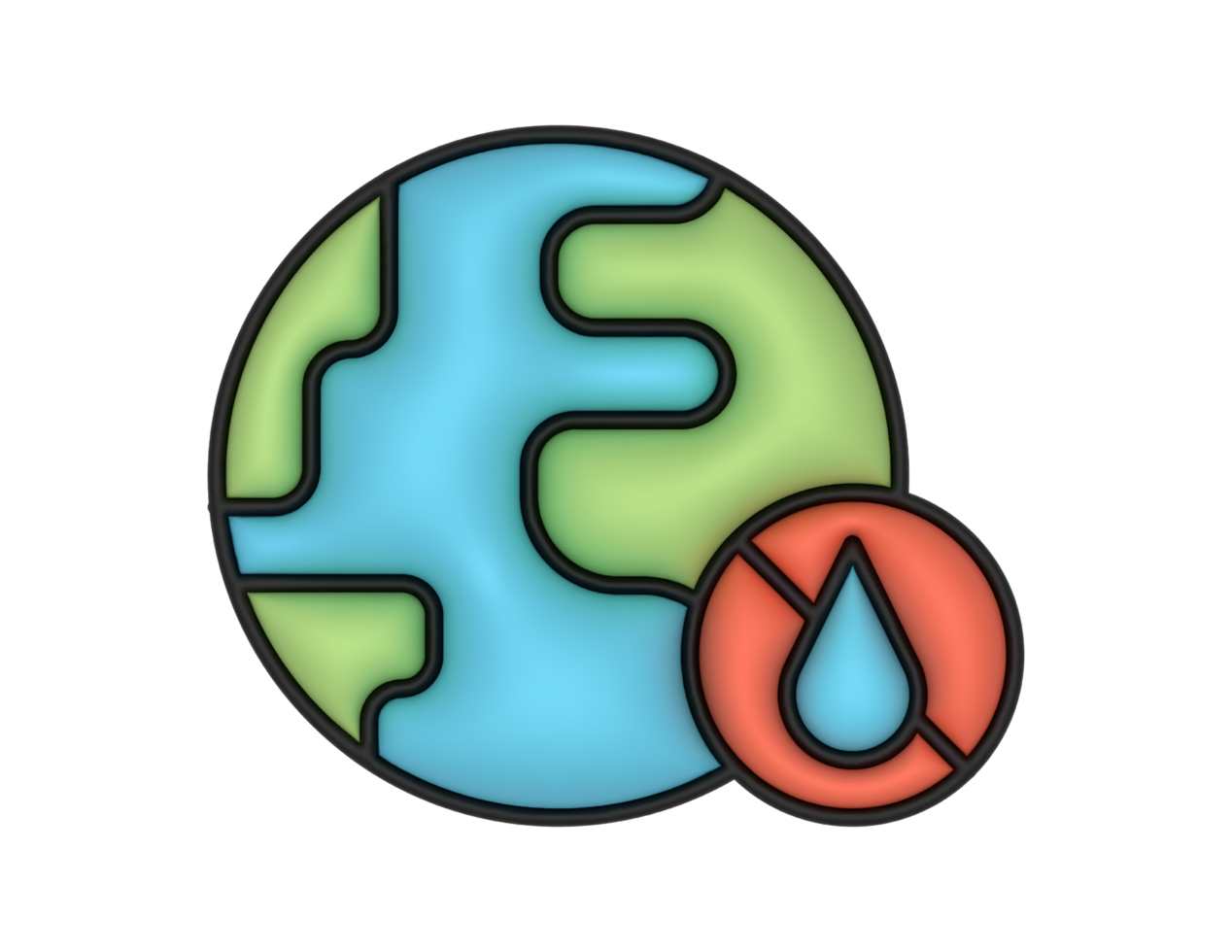 a 3d Globe Water Crisis on a transparent background png